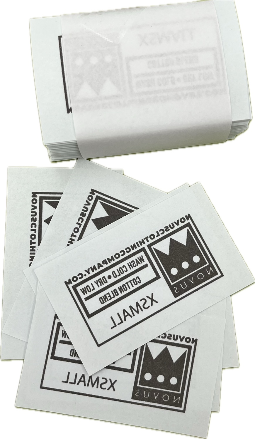 Iron on clothing labels